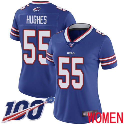Women Buffalo Bills #55 Jerry Hughes Royal Blue Team Color Vapor Untouchable Limited Player 100th Season NFL Jersey->women nfl jersey->Women Jersey